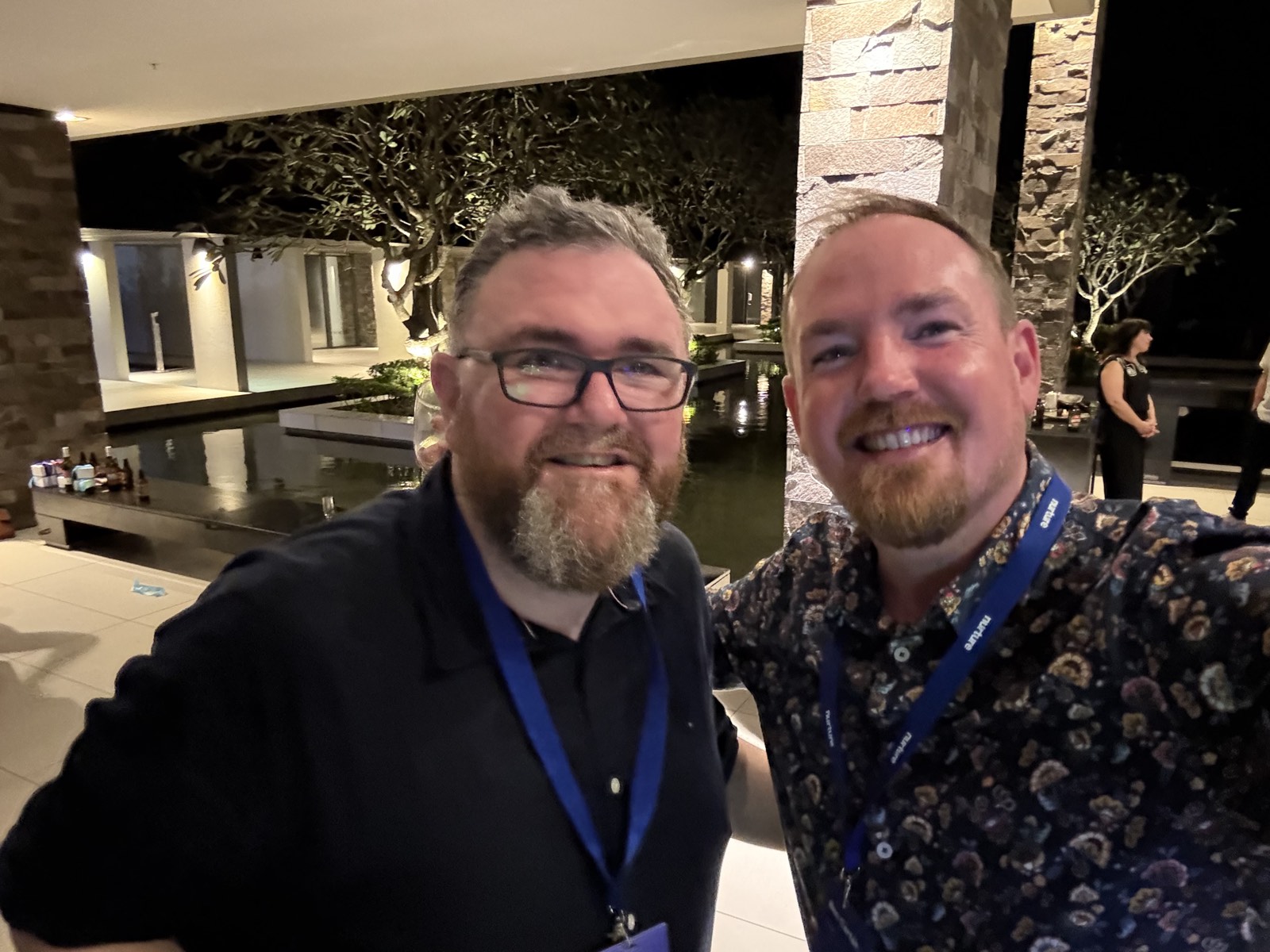 Ben and Shane together one evening in Fiji