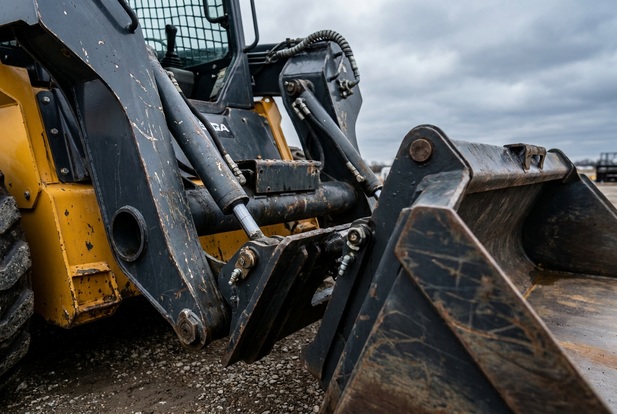 Detail of a well-kept skid-steer loader
